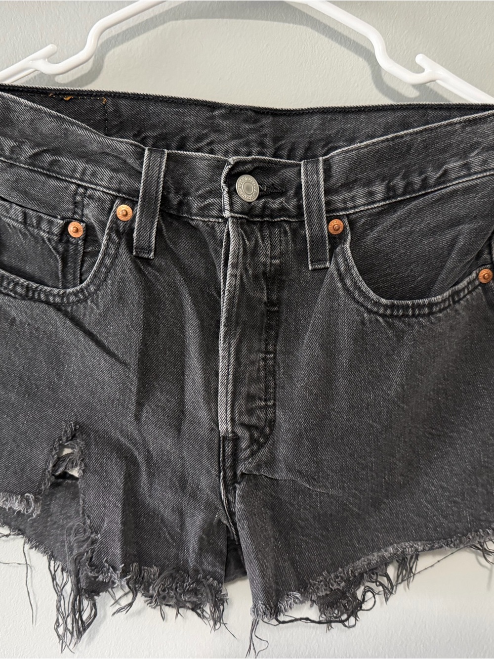 Levi's Black Distressed Cutoff Denim Shorts
